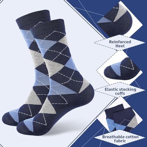 Zuimei 6 Pairs Men's Cotton Socks Business Smart Dress Crew Socks — view 4