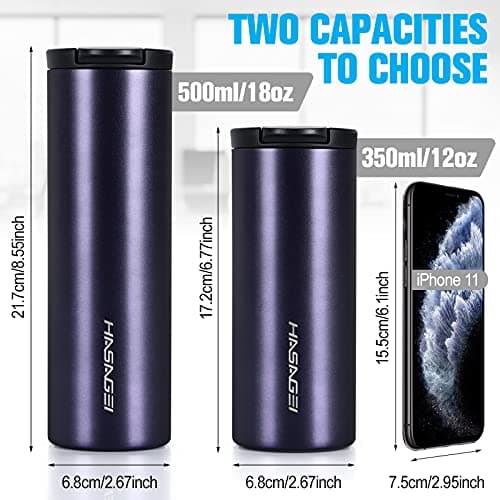 HASAGEI Insulated Travel Mug, Reusable Vacuum Stainless Steel Bottle for Hot and Cold Drinks - Leakproof Lid, 350ML (Nevy Blue) — view 5