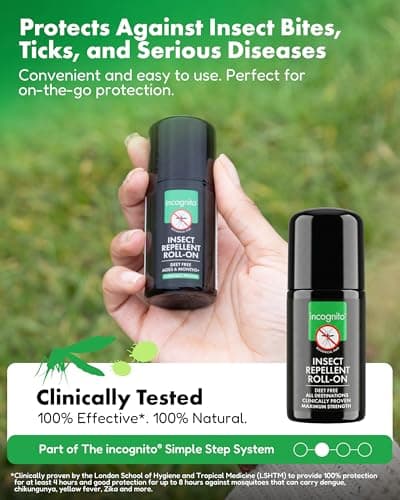 INCOGNITO Insect Repellent Roll on 50 ml - Maximum Strength, Vegan, DEET free formula - Mosquito Repellent and Effective On All Biting Insects - Travel Friendly - Bug Repellent Suitable for Humans, Transparent — view 3