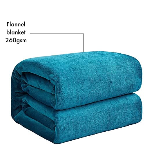 Turquoise Blue Flannel Fleece Blanket fluffy throw Super soft Bed Blanket warm comfortable Throws for sofa/couch/plush/Lightweight/Travel Blankets, Double Size, 150x200cm — view 2