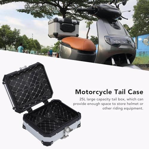 Brrnoo Motorcycle Tail Bag, Motorcycle Luggage Box with Removable Base and Liner Tail Box Top Case 28L Large Capacity Shockproof Replacement (Silver) — view 4