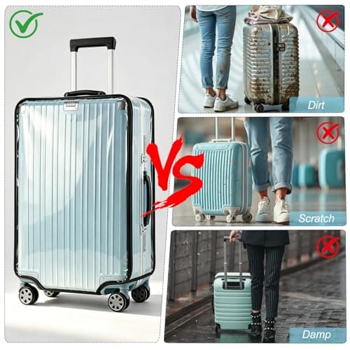 Rzspher 2 PCS Clear PVC Suitcase Cover, 28 in Waterproof Luggage Cover — view 6