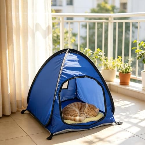 Mini Pop Up Beach Tent, Foldable Head Sun Shade Shelter, Blue — view 6
