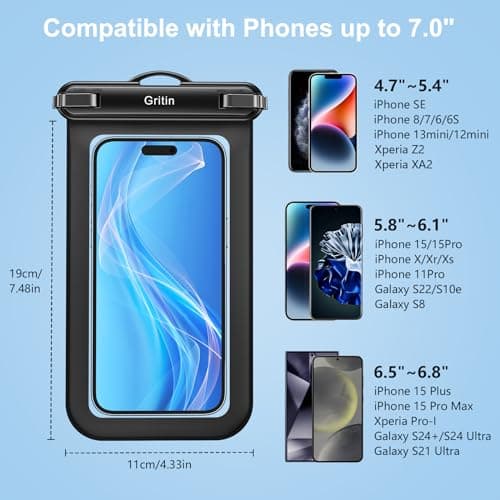 Gritin Waterproof Phone Pouch,2Pack IPX8 Waterproof Phone Case for Swimming — view 5