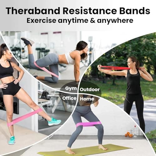 Resistance Bands, Exercise Bands Resistance Bands Set With 5 Resistance Levels, Skin-Friendly Workout Bands for Indoor Fitness, Leg Strength Training, Rehab, Gym,Yoga (Pink) — view 5