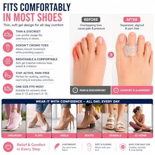 Devam DEV Silicone Gel Two Hole Toe Separator 2PCS for Men & Women — view 3