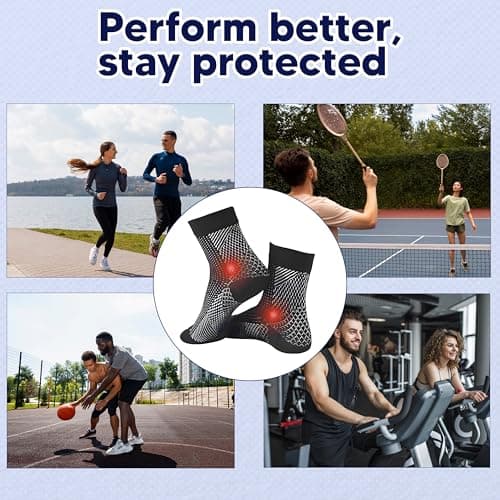 4 Pairs Ankle Support Neuropathy Compression Socks for Women & Men – Medical Plantar Fasciitis Socks, Pain Relief Soothe Relieve Compression Design with Ankle Strap and Brace for Feet Pain Relief — view 5
