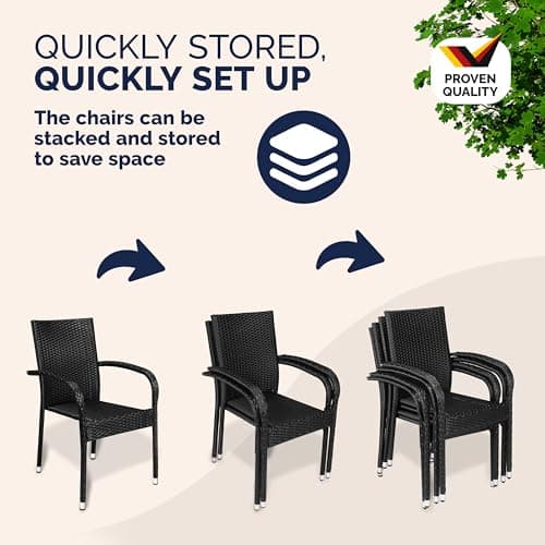 CASARIA® Garden Chairs Set of 4, Stackable Rattan Outdoor Dining Chairs — view 6