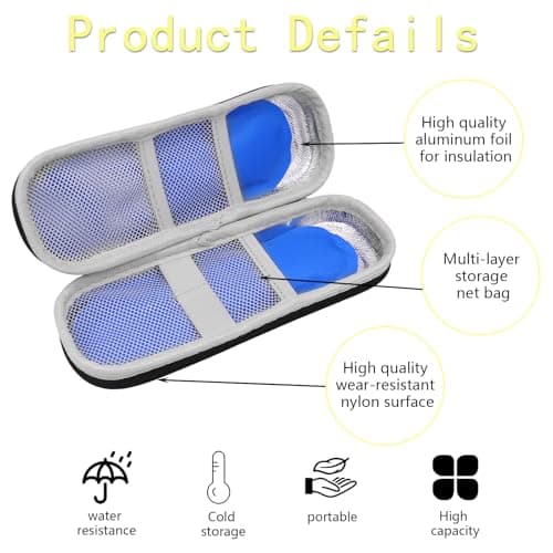 Cooler Travel Case with 2 Ice Packs - Portable, Lightweight and Durable Bag for Supplies, Medication Cooled Travel Cases, Cooler Pen Case, for Travels, Waterproof & Insulated — view 6