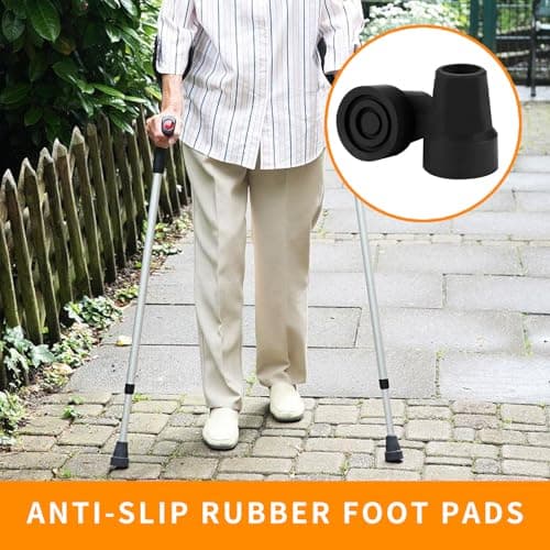 2 Pack Black Non-Slip Walking Stick Tips, Durable TPR Rubber Ferrules for Canes and Crutches, Universal Fit for Elderly and Hiking Use — view 4