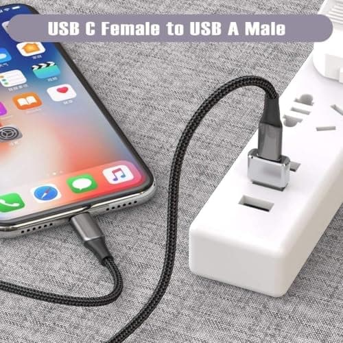 USB C to USB Adaptor, Type C Adapter, Type C Female to USB Male Converter with 5Gbps Data Transfer & Fast Charging, Compatible with All Devices with Laptop, PC, Power Bank (Silver) — view 5