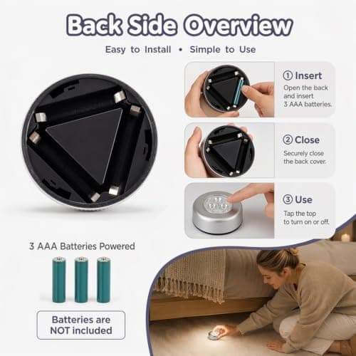 6 Pack Push Lights, Stick On Lights Touch LED, Battery Powered Tap Lights — view 3