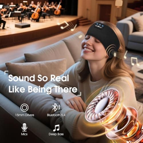 MUSICOZY Sleep Headphones Cooling Headband Headphones for Side Sleeper — view 5