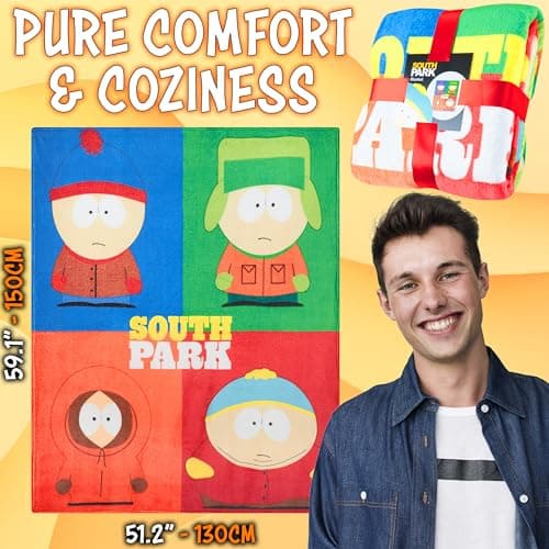 South Park Fleece Bed Blanket Soft Sofa Throw for Bedroom Accessories Eric Kenny Cartman Travel Home Decor 130 x 150cm Funny Gifts for Men (Multi) — view 6