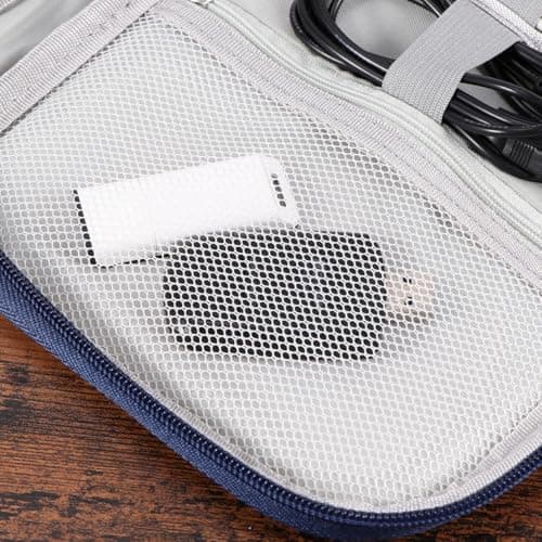 MUSISALY Digital Carrying Pouch in Navy Suitable for Travel and Daily Use Large Capacity Multi-function Portable Cable Storage Bag Organizer with Polyester Material for Mouse and Earphone — view 3