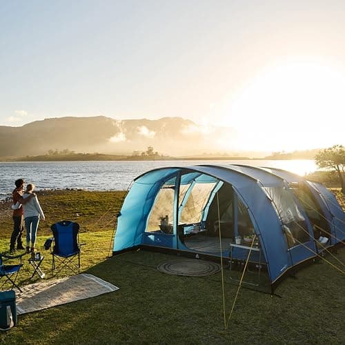Hi-Gear Hampton Eclipse 6 Man Tent with Porch, 2 Darkened Bedrooms & Spacious Living Area, 6 Person, Waterproof, Easy to Pitch, Tunnel Design, Ideal or Family Camping& Festivals, 4000mm HH (Blue) — view 4