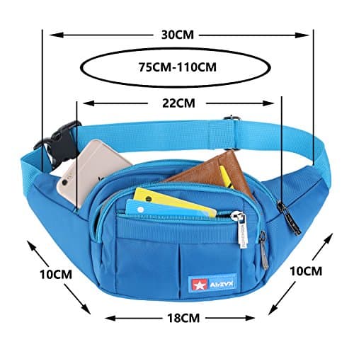 Bumbags and Fanny Packs for Running Hiking Waist Bag Outdoor Sport Hiking Waistpack for Men Women (Blue) — view 4