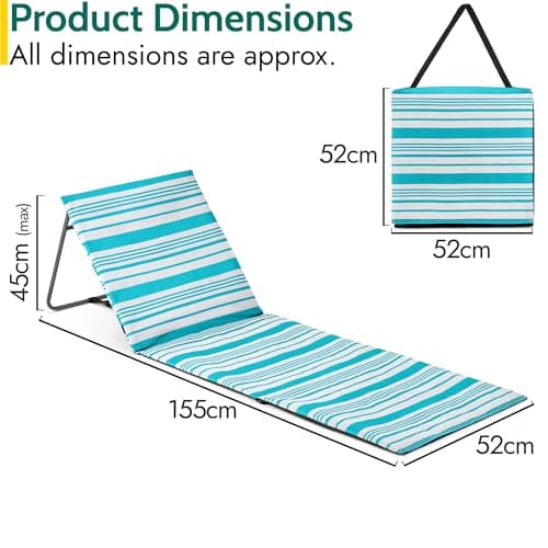 Trail Beach Mat With Adjustable Backrest, Folding Sun Lounger, Lightweight Portable Sunbathing Recliner with Pocket and Carry Handle — view 3