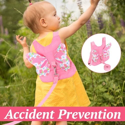 Toddler Leash Harness,3-in-1 Backpack Leash for Toddlers,Reins for Toddlers Girls,Toddler Reins for Walking 1-3 Years,Butterfly Wings Design,Adjustable Safety Child Reins for Walking,1-6 Years (Pink) — view 4