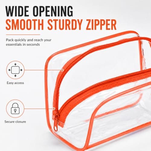 2PCS Clear Toiletry Bags, Waterproof Travel Makeup Organiser, Orange — view 3