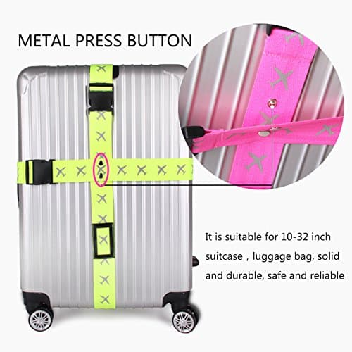 Bansga Luggage Strap Suitcase Belts Travel Accessories 2-Pack-Green — view 3