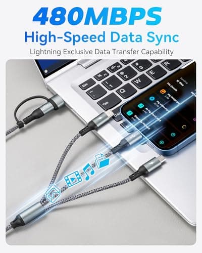 UZAHSK 5 in 1 Multi Charger Cable, USB A/C Cable with Data Transfer — view 3