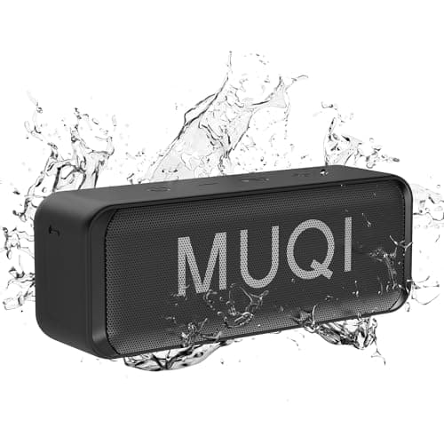MUQI Bluetooth Speaker, MQ-13 Waterproof Portable Wireless Speaker with 24H Playtime 10W Stereo Sound 66ft Bluetooth Range Dual Pairing for Outdoor, Travel, Home(Black)