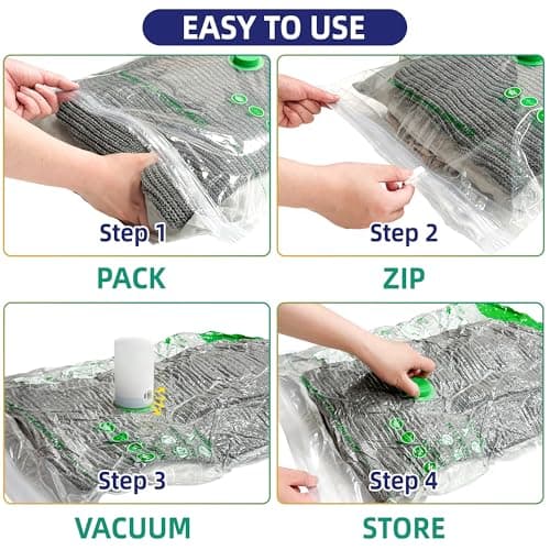 STORAGE MASTER Space Saver Bags for Travel and Home Reusable, 9 Pack Vacuum Storage Bags Save 80% More Storage Space, with Electric Air Pump — view 5