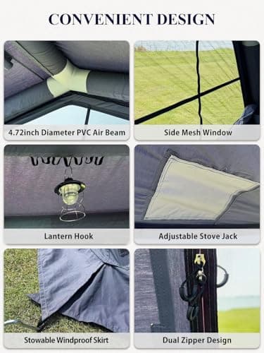 MC TOMOUNT Inflatable Camping Tent, Family Cotton Canvas Blow Up Tent — view 6