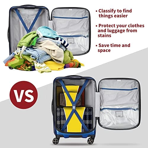 Vinsani 3pc Packing Cubes Travel Organiser Set for Suitcase, Yellow — view 3