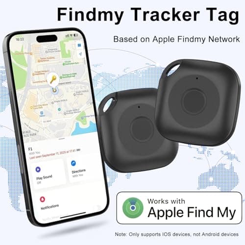 Air Tags Item Finder, Key Tracker Compatible with Apple Find My APP (iOS Only), Apple Tag, Replaceable Battery, Bluetooth Locator for Luggage, Bags, Wallets, Backpacks, Keys Tracking Tag Black — view 3