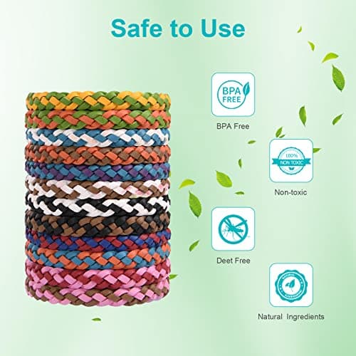 OSDUE 12 Pack Mosquito Repellent Bracelet, Waterproof Anti-Mosquito Wristbands, Adjustable Leather & EVA, DEET-Free Natural Wristbands for Adults, Kids & Babies, 300 Hour Insect Repellent Protection — view 5