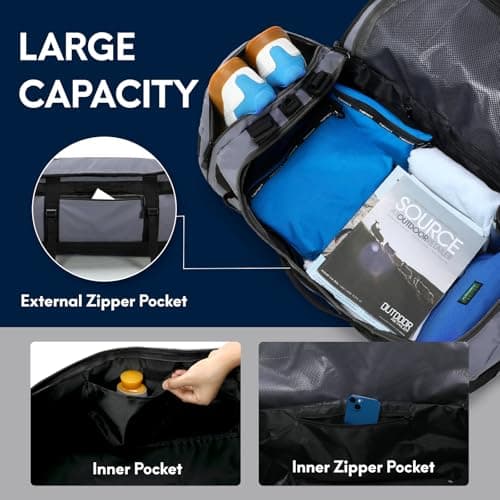 Haimont Heavy Duty Convertible Travel Duffel Backpack, 90L Grey — view 4