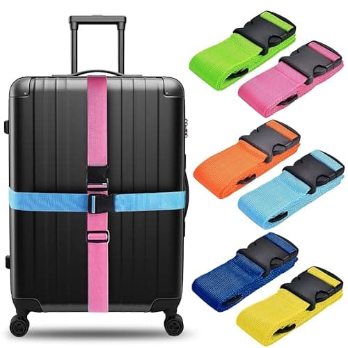 Luggage Straps Suitcases Belts, 6 Pack Adjustable Travel Packing Belt, Utility Strap with Quick Release Buckle, Travel Packing Outdoorsport