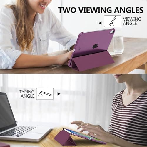 SU for iPad (A16) 11th Generation 11 Inch 2025/ iPad 10th Generation 10.9 Inch 2022, Slim Stand Hard PC Translucent Back Shell Smart Cover, Support Touch ID, Auto Wake/Sleep (Purple) — view 4