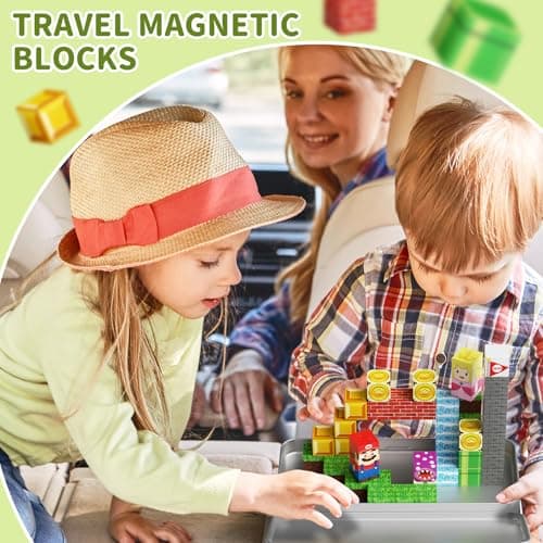 Magnetic Blocks Travel Toy for Kids: 35pcs Adventure Iron Case Building Set — view 5