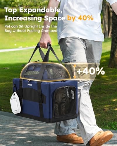 pecute Cat Carrier Top Expandable, Extra Stable Cat Carrier Bag, Blue — view 2