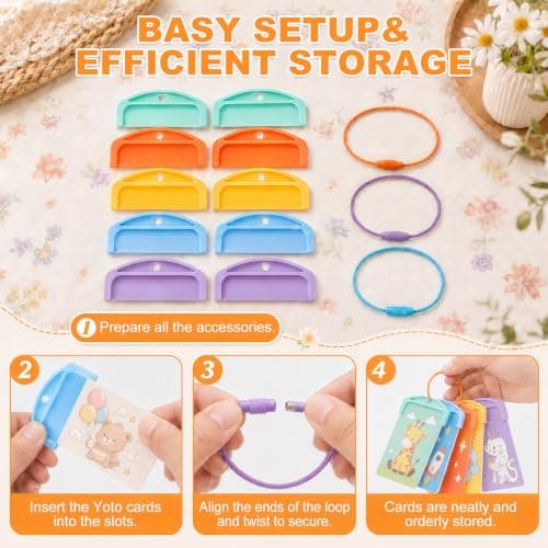 20 Pcs Card Holder for Yoto Efficient Kids Travel Carrier Reusable Plastic Cards Storage Case with 20 Ring Loops Portable ABS Storage Organizer Durable Card Holders for Student Professionals — view 3