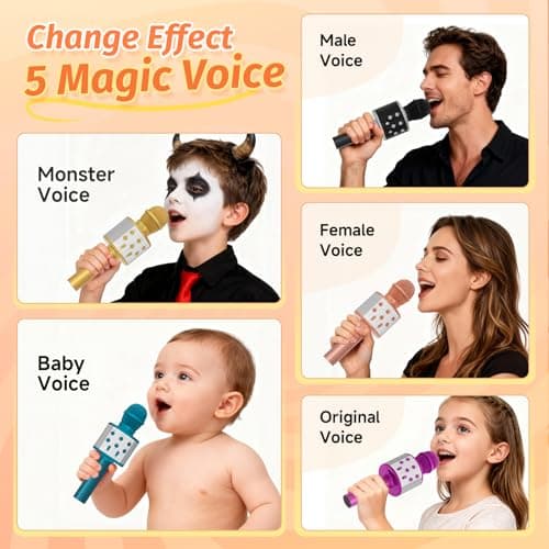 Fede Microphone for Kids Adults, Wireless Bluetooth Microphone with Flashing Colorful LED Lights Portable Speaker Karaoke Machine, Home KTV Player Support Android & iOS Devices for Party Singing — view 6