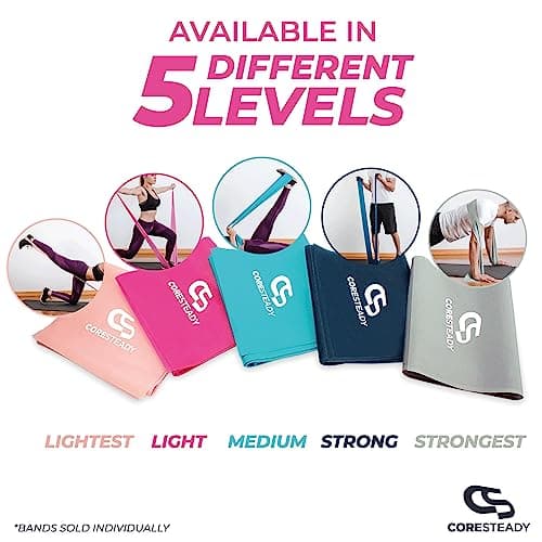 Coresteady Resistance Band For Men & Women - Exercise Band to Build Strength, Flexibility, Muscle & Tone - For Fitness, Stretching, Pilates, Physio & Yoga - With Exercise e-Guide — view 5