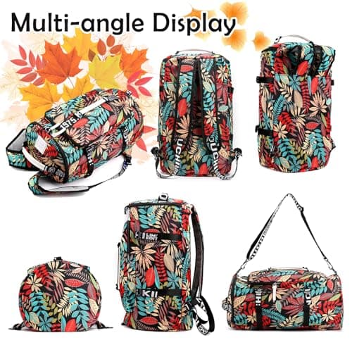Hiking Backpack, 40L Waterproof Lightweight Rucksack for Women, Floral Duffle Travel Shoulder Bag, Laptop Gym Tote Bag, Durable Unisex Daypack for School Outdoor Sports Walking Camping Climbing — view 5