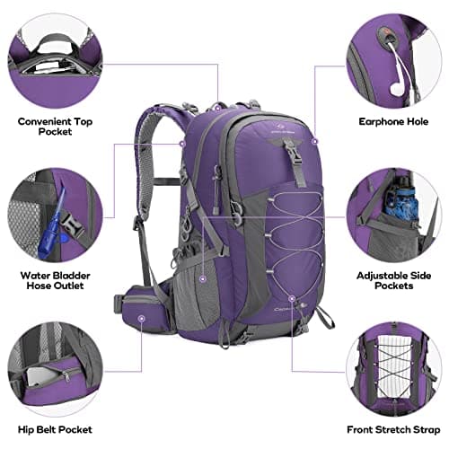 Maelstrom 40L Hiking Backpack, Lightweight Camping Daypack with Rain Cover — view 3