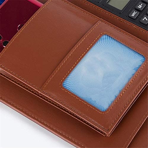 WDSOPK Conference Folder PU Business Case Leather Business Group Briefcase Folder Calculator and Writing Pad Business Document Bag (Maroon 334x245mm) — view 5
