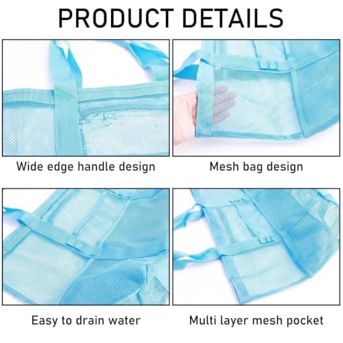 WSXQAZ Mesh Beach Bag for Men and Women, Lightweight Large Tote Bag, Beach Tote Bagg, Pool Bags, Foldable Waterproof and Sandproof Mesh Handbag For Gym School Shopping Travel Daily Use — view 4