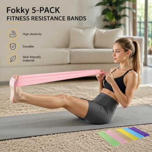 5 Pack Resistance Bands 18M Long Exercise Bands Physio Bands Stretch Bands Yoga Pilates Home Travel Workout suitable for all fitness levels — view 5