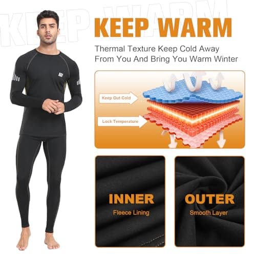 YUTYTH Thermal Underwear Mens Set, Breathable Long Johns for Men Thermal — view 3