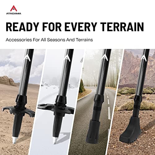 ATACAMA Trekking Poles Hiking Poles Telescopic Carbon Nordic Walking Poles for Men and Women Adjustable Lightweight Cork Handle Nordic Rubber Buffer — view 5