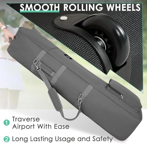 Golf Travel Bags with Wheels, 1200D Heavy Duty Oxford Wear-Resistant with Extra Storage Bag, Lightweight & Portable Golf Club Travel Cover for Airlines Easy Storage，Grey：Shoulder — view 4