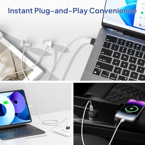 Elebase USB to USB C Adapter for iPhone 17 4Pack,USBC Car Charger Adapter — view 6