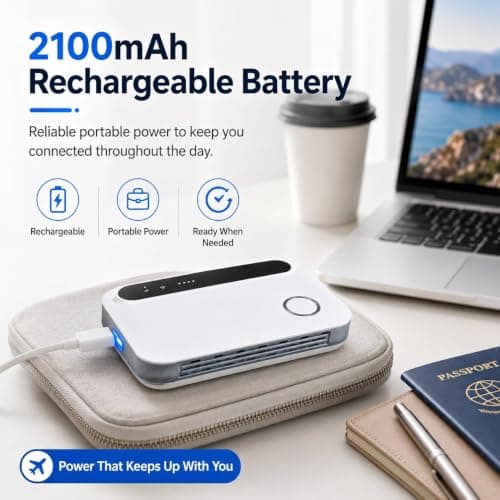 5G Mobile Portable Wi-Fi 6 Router, Wi-Fi 6 Mobile Hotspot, 300Mbps Ultra-Fast Internet,Supports 30 Devices, Ideal for Travel, Remote — view 3